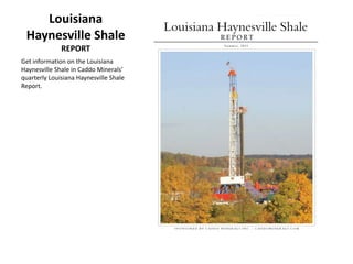 Louisiana Haynesville Shale REPORT Get information on the Louisiana Haynesville Shale in Caddo Minerals’ quarterly Louisiana Haynesville Shale Report. 