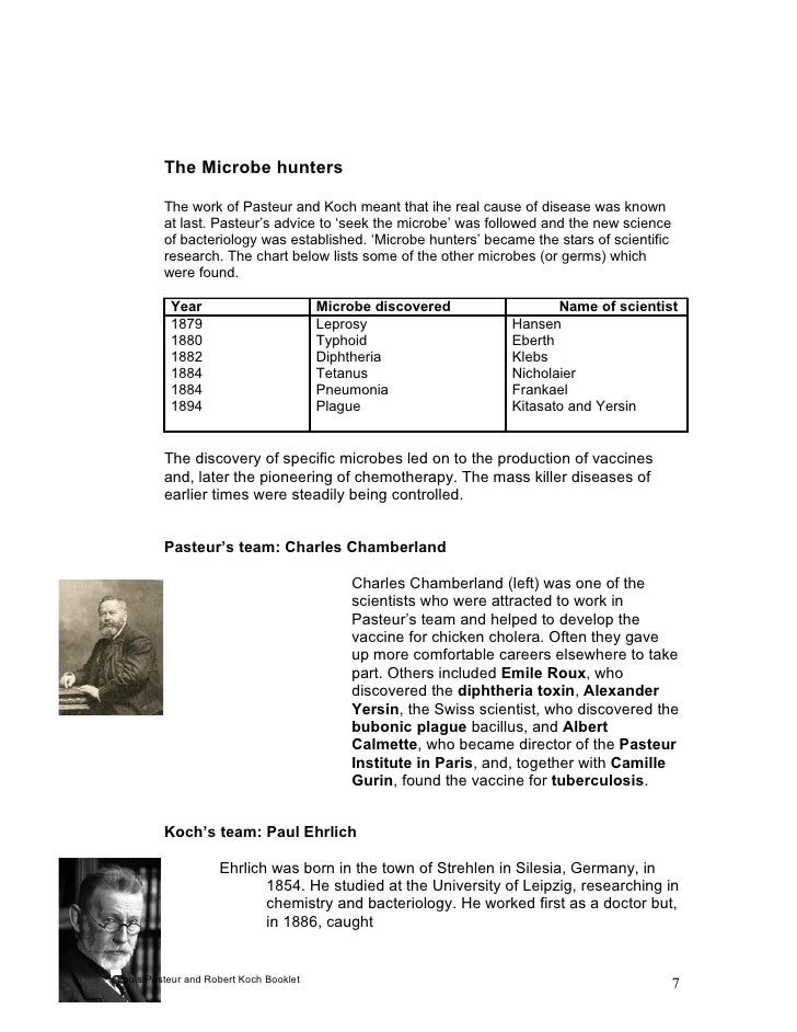 louis pasteur and robert koch booklet koch chart