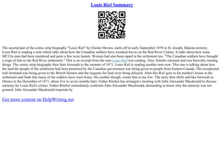 Louis Riel Summary | PDF
