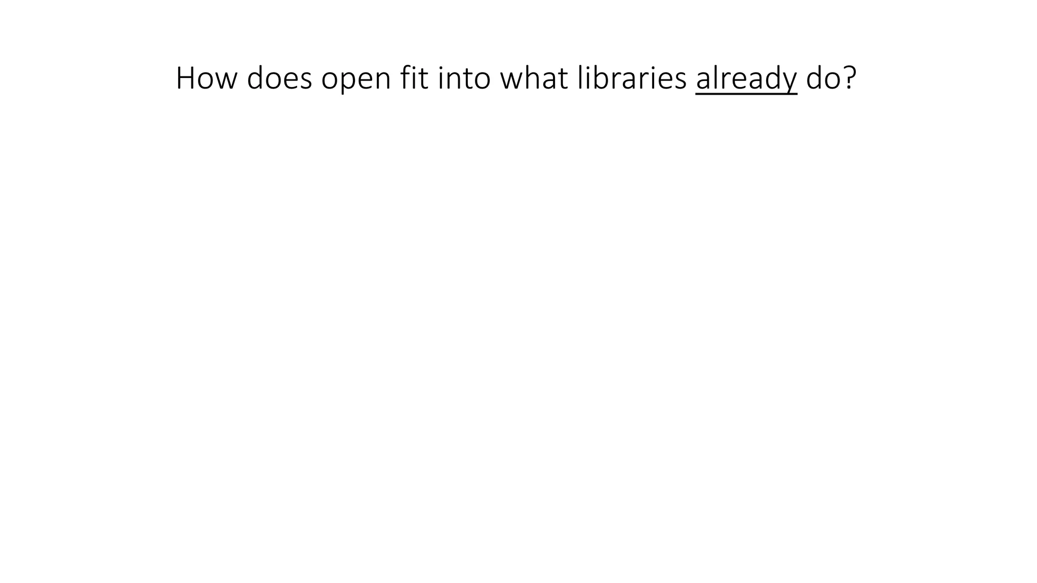 How does open fit into what libraries already do?
 