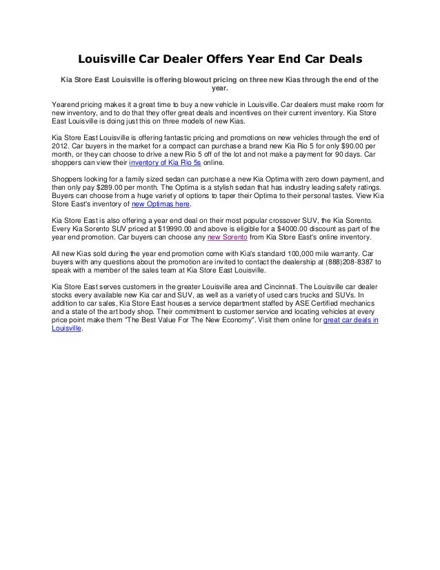 Louisville car dealer offers year end car deals