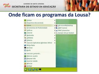 Onde ficam os programas da Lousa?
 