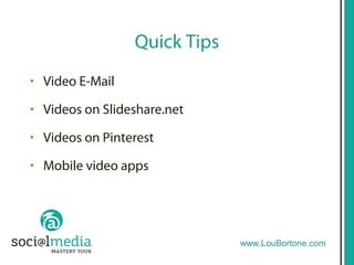 Quick Tip:
• Engage with Video Email
• Video in email can double your email open rates!
 •   According to Small Business T...