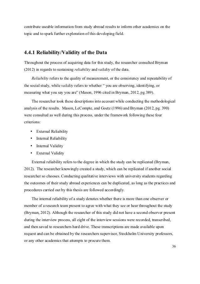 Thesis reliability and validity
