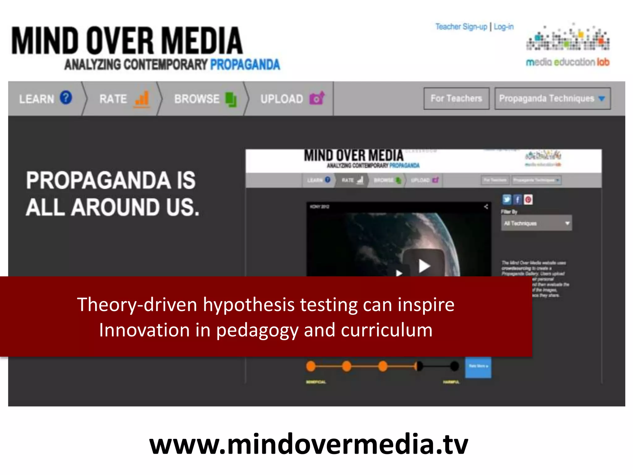 www.mindovermedia.tv
Theory-driven hypothesis testing can inspire
Innovation in pedagogy and curriculum
 