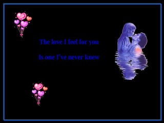 The love I feel for you  Is one I've never knew  