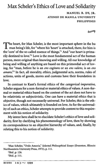 Scheler's Phenomenology of Love by Manuel Dy