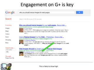Engagement on G+ is key




        This is likely to show high
 