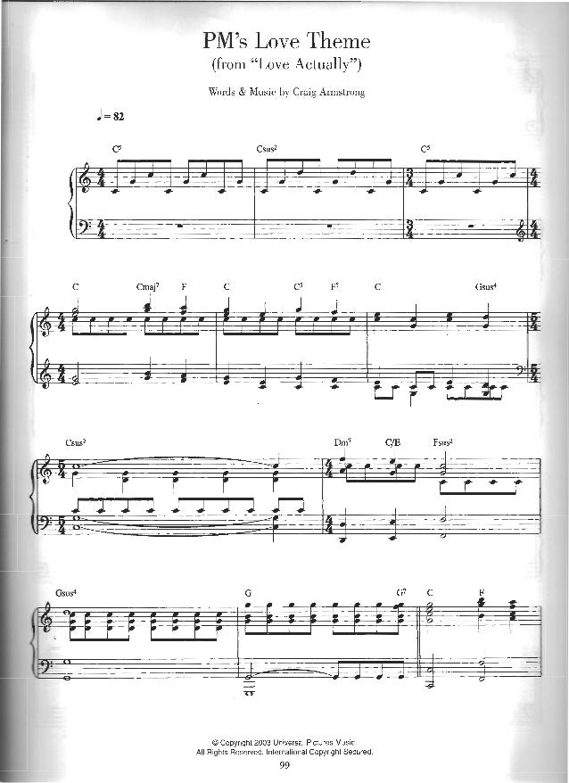pms love theme love actually love actually sheet music