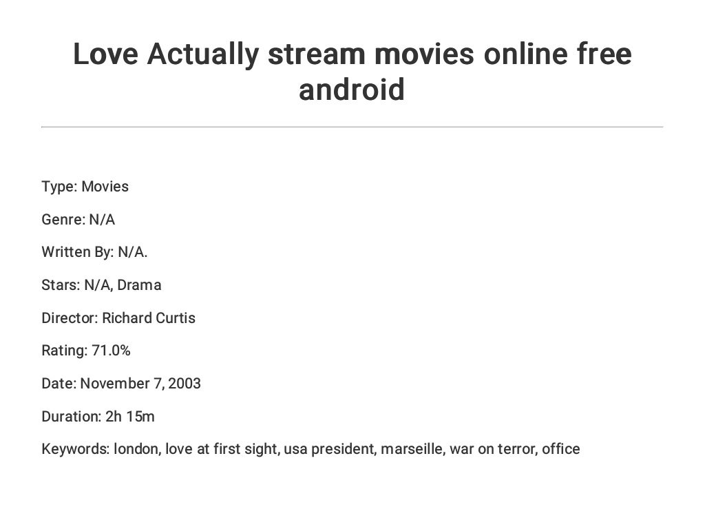 Love Actually stream movies online free android