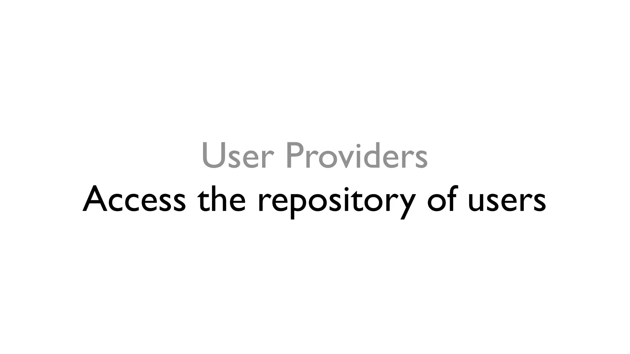 User Providers
Access the repository of users
 