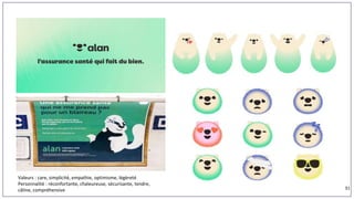 Valeurs : care, simplicité, empathie, optimisme, légèreté
Personnalité : réconfortante, chaleureuse, sécurisante, tendre,
câline, compréhensive 31
 