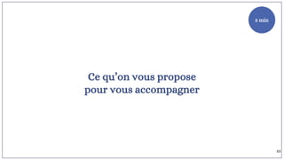 Ce qu’on vous propose
pour vous accompagner
10
min
5 min
63
 