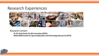 Research	Experiences
Research	Centers
W.	M.	Keck	Center	for	3D	Innovation	(KECK)
NASA	MIRO	Center	for	Space	Exploration	and	Technology	Research	(cSETR)
 