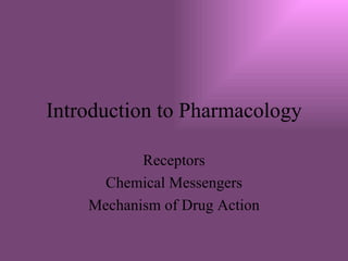 Introduction to Pharmacology Receptors Chemical Messengers Mechanism of Drug Action 