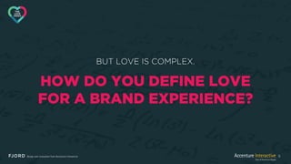 5
BUT LOVE IS COMPLEX.
HOW DO YOU DEFINE LOVE
FOR A BRAND EXPERIENCE?
 
