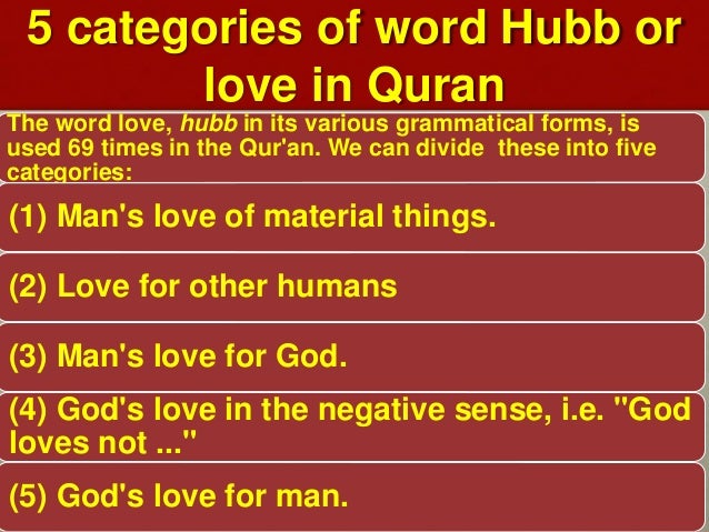 Al Tirmidhi Categories Of Word Hubb Or Love In Quran Al Tirmidhi Categories Of Word Hubb Or Love In Quran