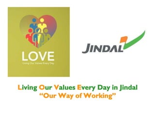 Living Our Values Every Day in Jindal
“Our Way of Working”
 