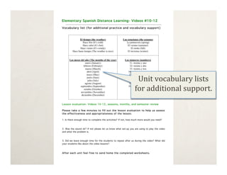 Unit vocabulary lists
for additional support.
 