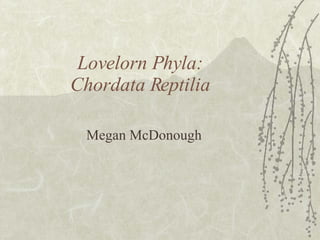 Lovelorn Phyla: Chordata Reptilia Megan McDonough 