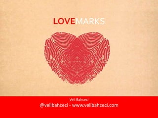 LOVEMARKS

Veli Bahceci

@velibahceci - www.velibahceci.com



 