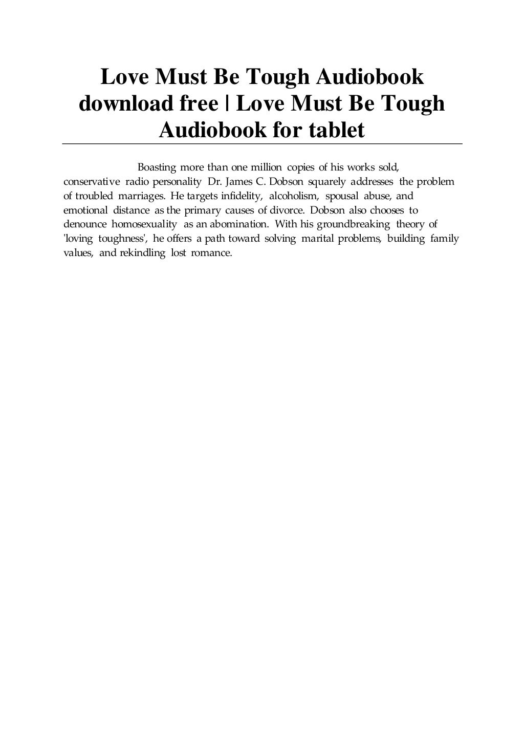 Love Must Be Tough Audiobook Download Free Love Must Be Tough Audio 
