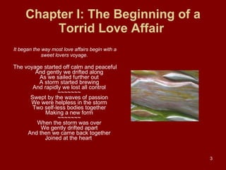 Chapter I: The Beginning of a Torrid Love Affair   <ul><li>It began the way most love affairs begin with a </li></ul><ul><...