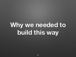 Why we needed to
build this way
35
 