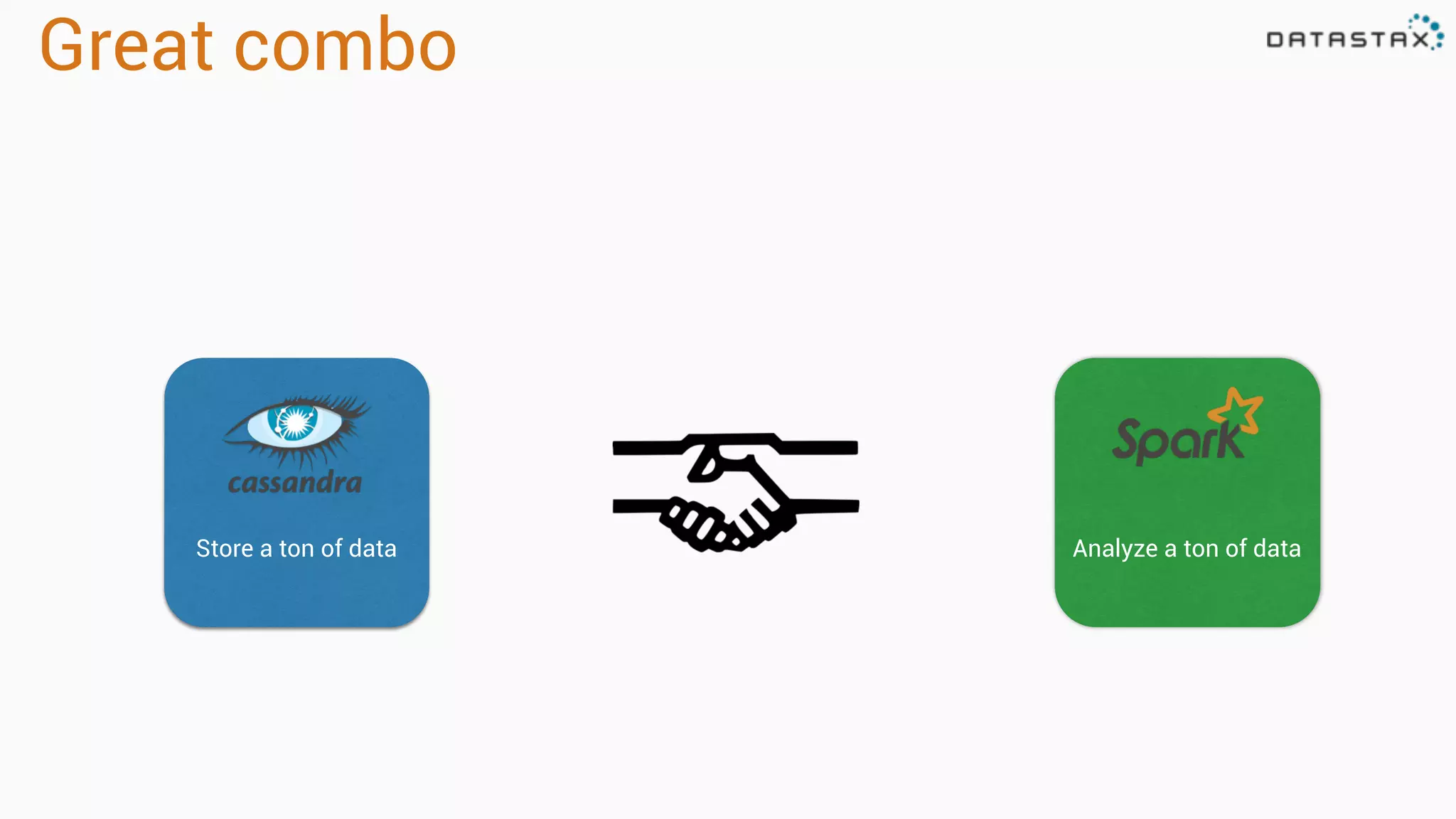 Great combo
Store a ton of data Analyze a ton of data
 