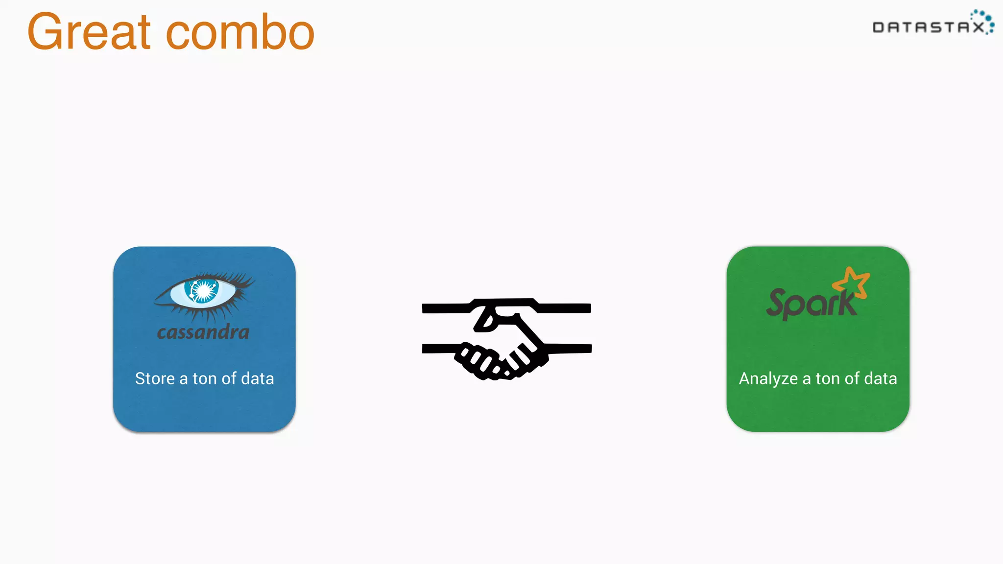 Great combo
Store a ton of data Analyze a ton of data
 