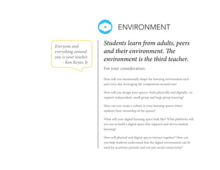 ENVIRONMENT
Everyone and
everything around
you is your teacher.
- Ken Keyes, Jr.

Students learn from adults, peers
and th...