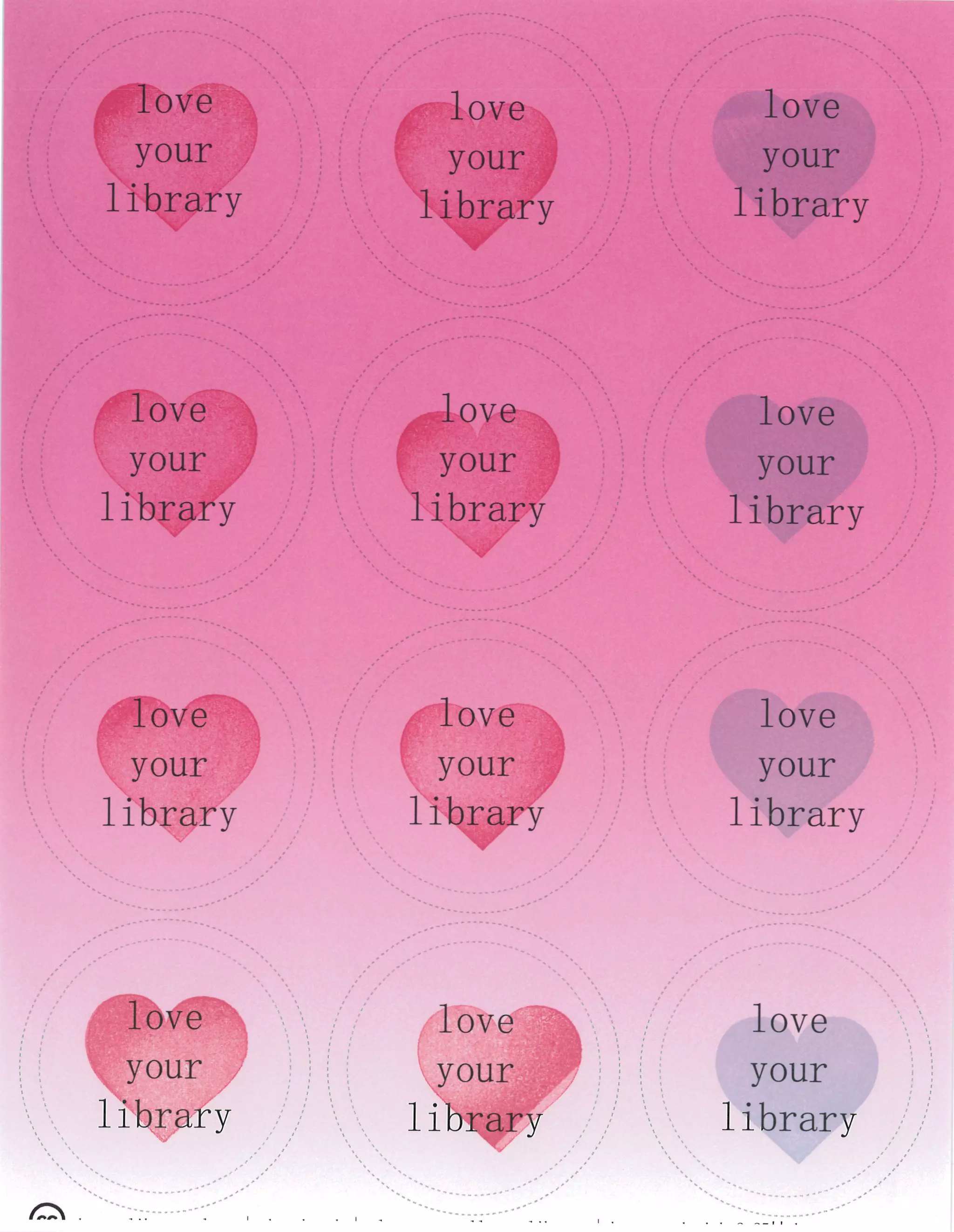 Love Your Library CCL Button Templates - 2.25'' Multiple Color Pages with Hearts