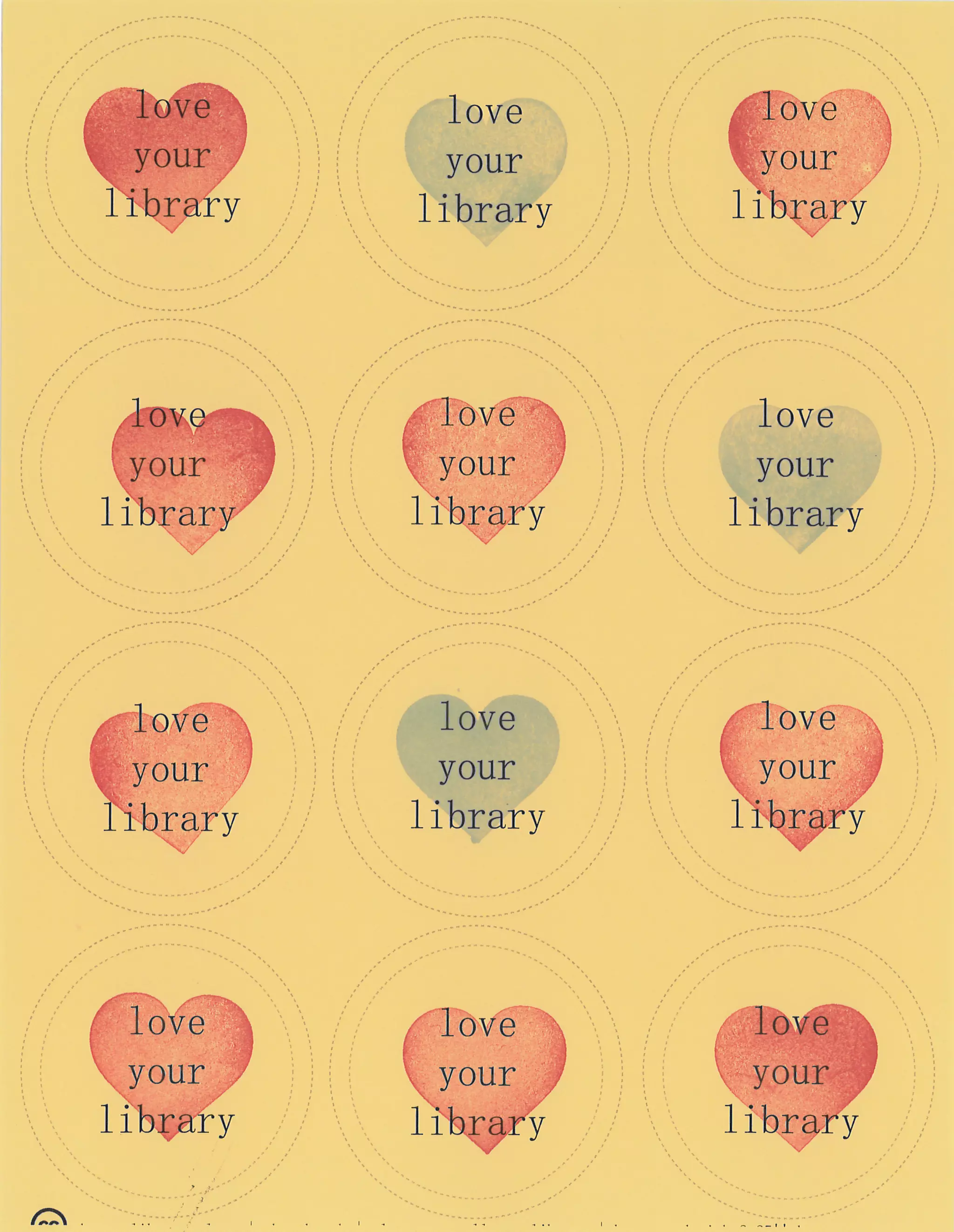 Love Your Library CCL Button Templates - 2.25'' Multiple Color Pages with Hearts