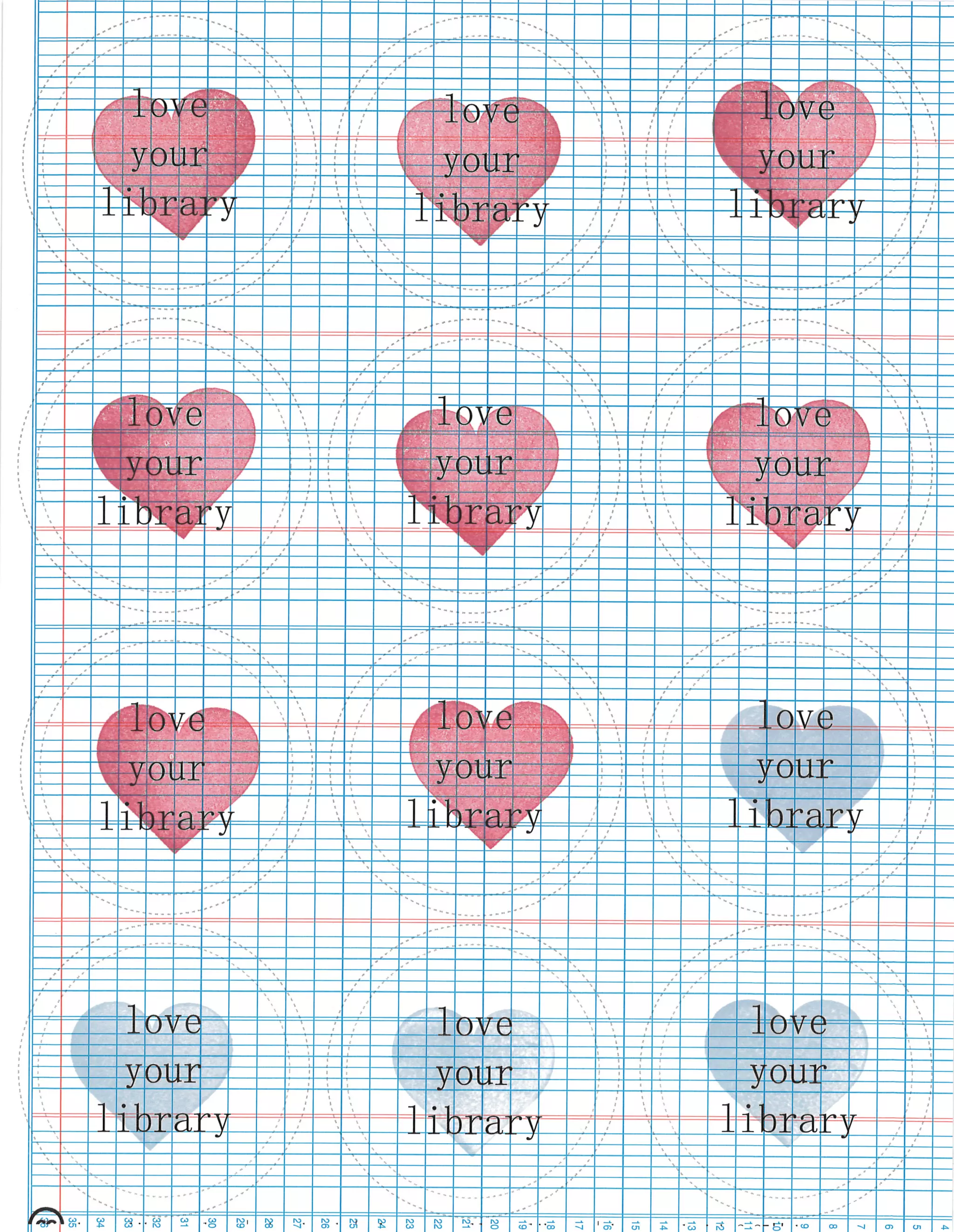 Love Your Library CCL Button Templates - 2.25'' Multiple Color Pages with Hearts