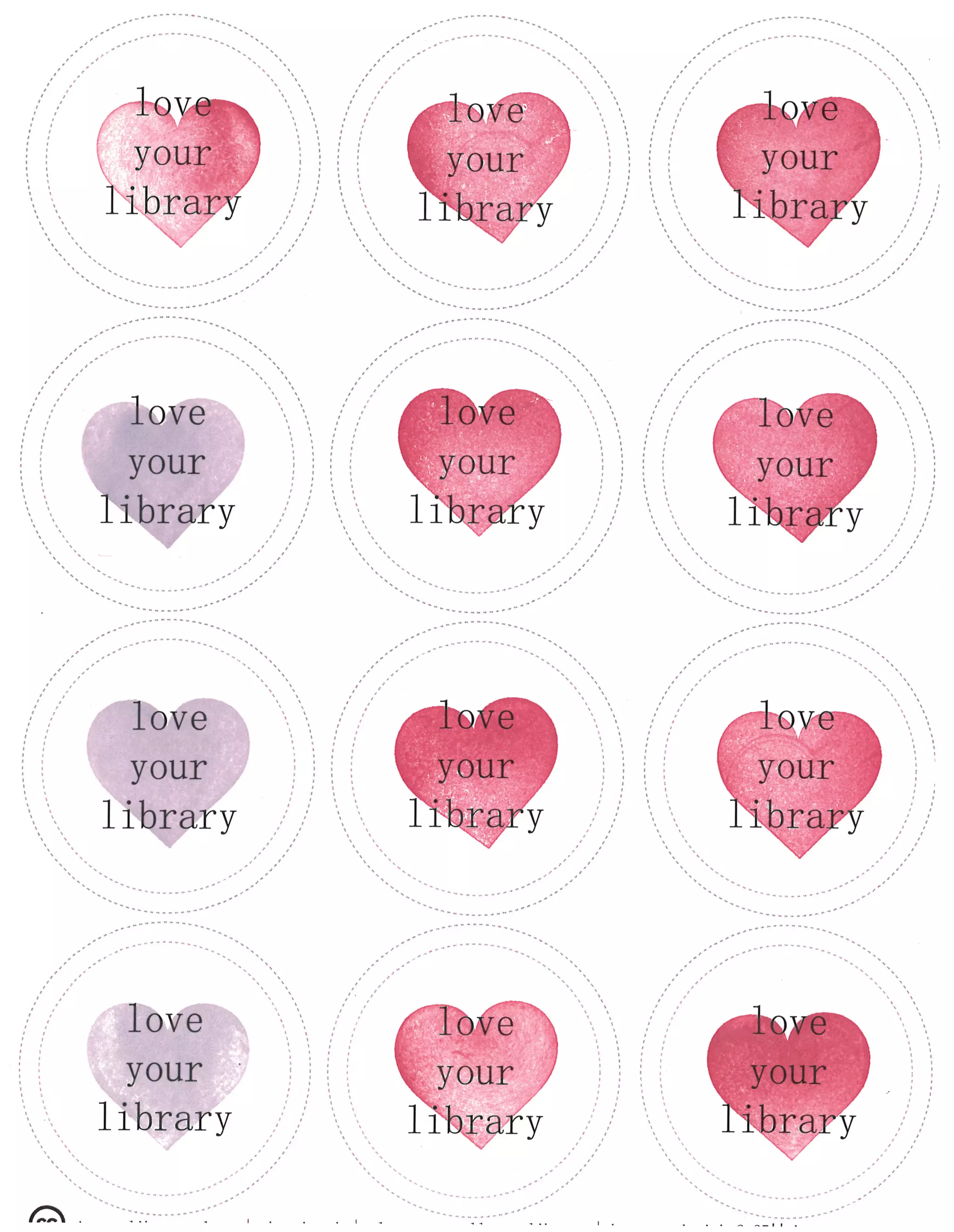 Love Your Library CCL Button Templates - 2.25'' Multiple Color Pages with Hearts