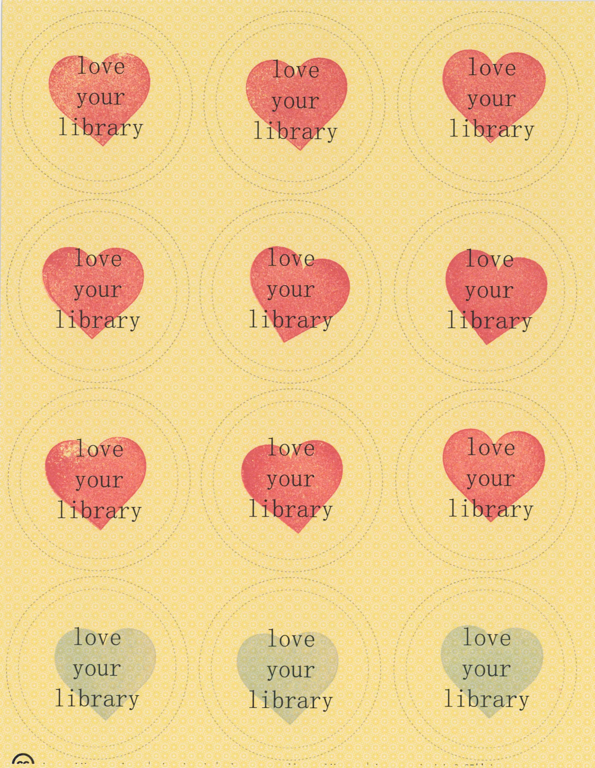 Love Your Library CCL Button Templates - 2.25'' Multiple Color Pages with Hearts