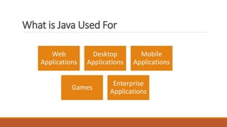 What is JAVA ? What is Java Programming used for ? | PPT