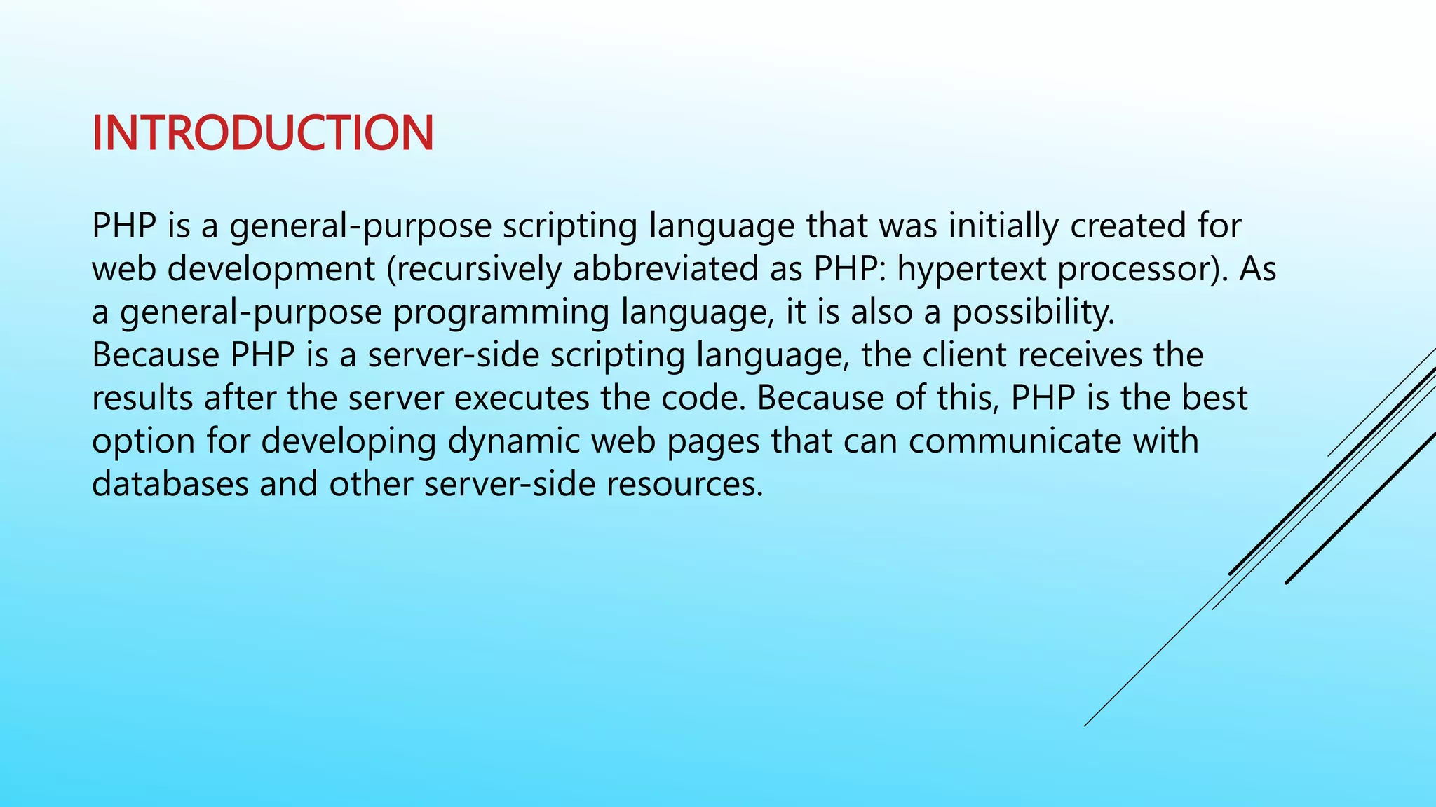 PHP for web development | PPT