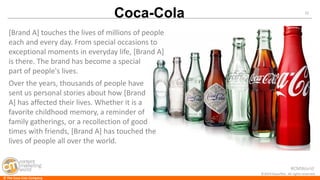 #CMWorld 
72 
©2014 Razorfish. All rights reserved. 
Coca-Cola 
[Brand A] touches the lives of millions of people each and...