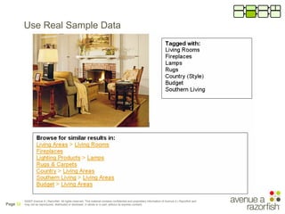 Use Real Sample Data




          ©2007 Avenue A | Razorfish. All rights reserved. This material contains confidential an...