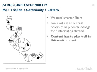 STRUCTURED SERENDIPITY                                                      13


Me + Friends + Community + Editors

     ...
