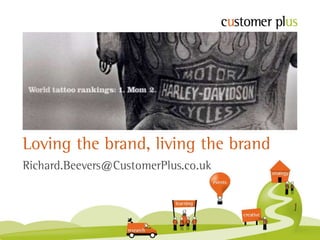 Loving the brand, living the brand
Richard.Beevers@CustomerPlus.co.uk
 