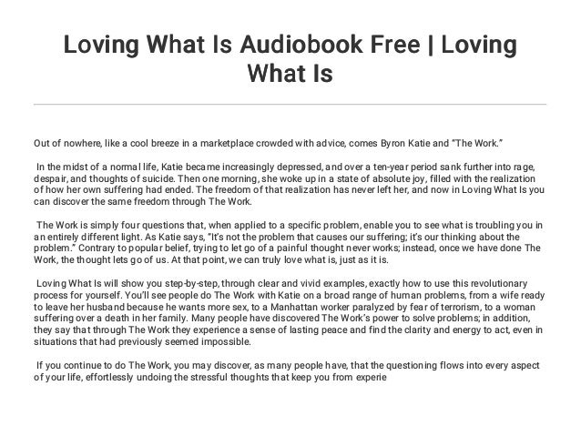 Loving What Is Audiobook Free Loving What Is