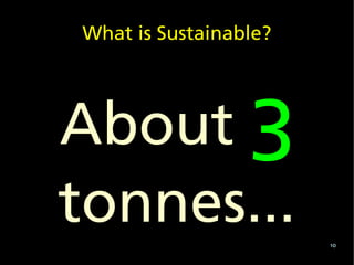 What is Sustainable?




About 3
tonnes...              10
 