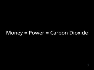 Money = Power = Carbon Dioxide




                             14
 