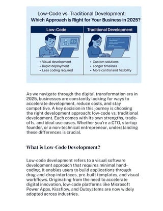 Low-Code vs. Traditional Development in 2025 | BarodaWeb | PDF