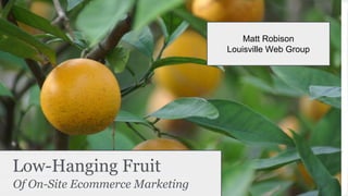 Low-Hanging Fruit
Of On-Site Ecommerce Marketing
Matt Robison
 