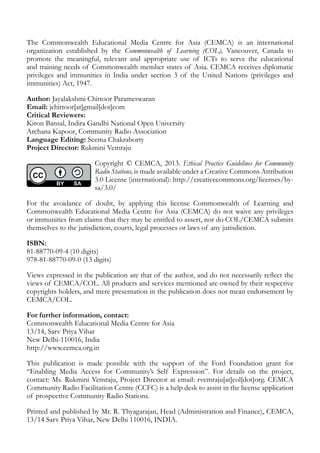 Ethical Practice Guidelines for Community Radio Stations | PDF