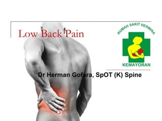 Low Back Pain
Dr Herman Gofara, SpOT (K) Spine
 