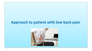 25
Approach to patient with low back pain
 